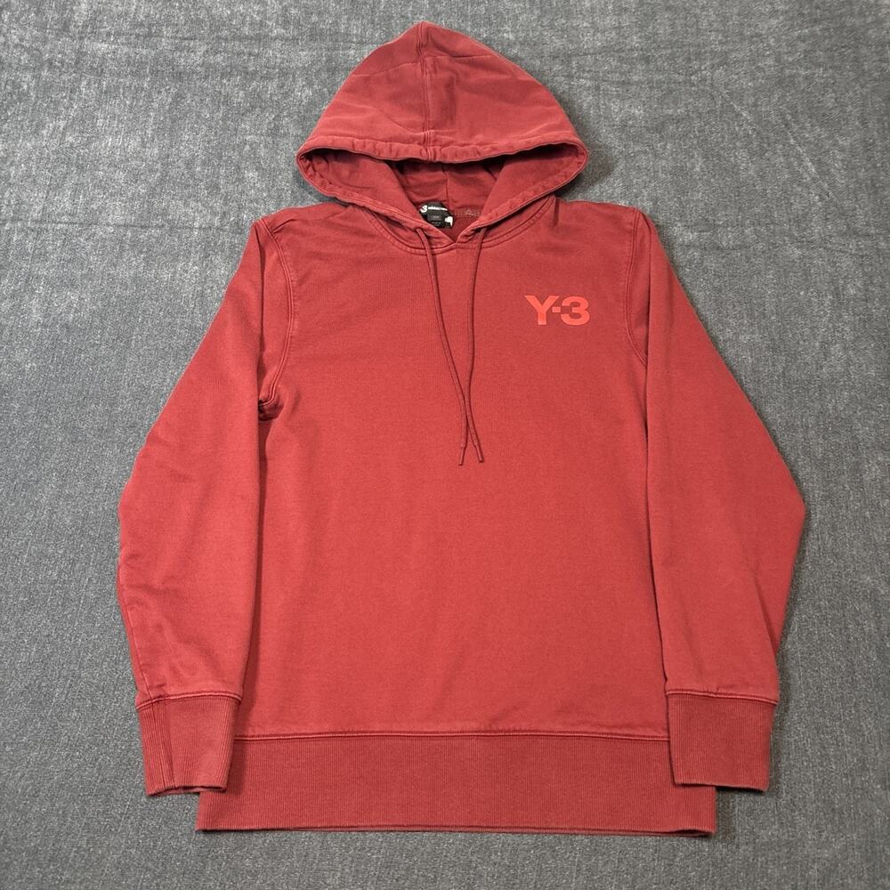 Y-3 Adidas Yohji Yamamoto Men Red Classic Logo Hoodie Sweatshirt Size M